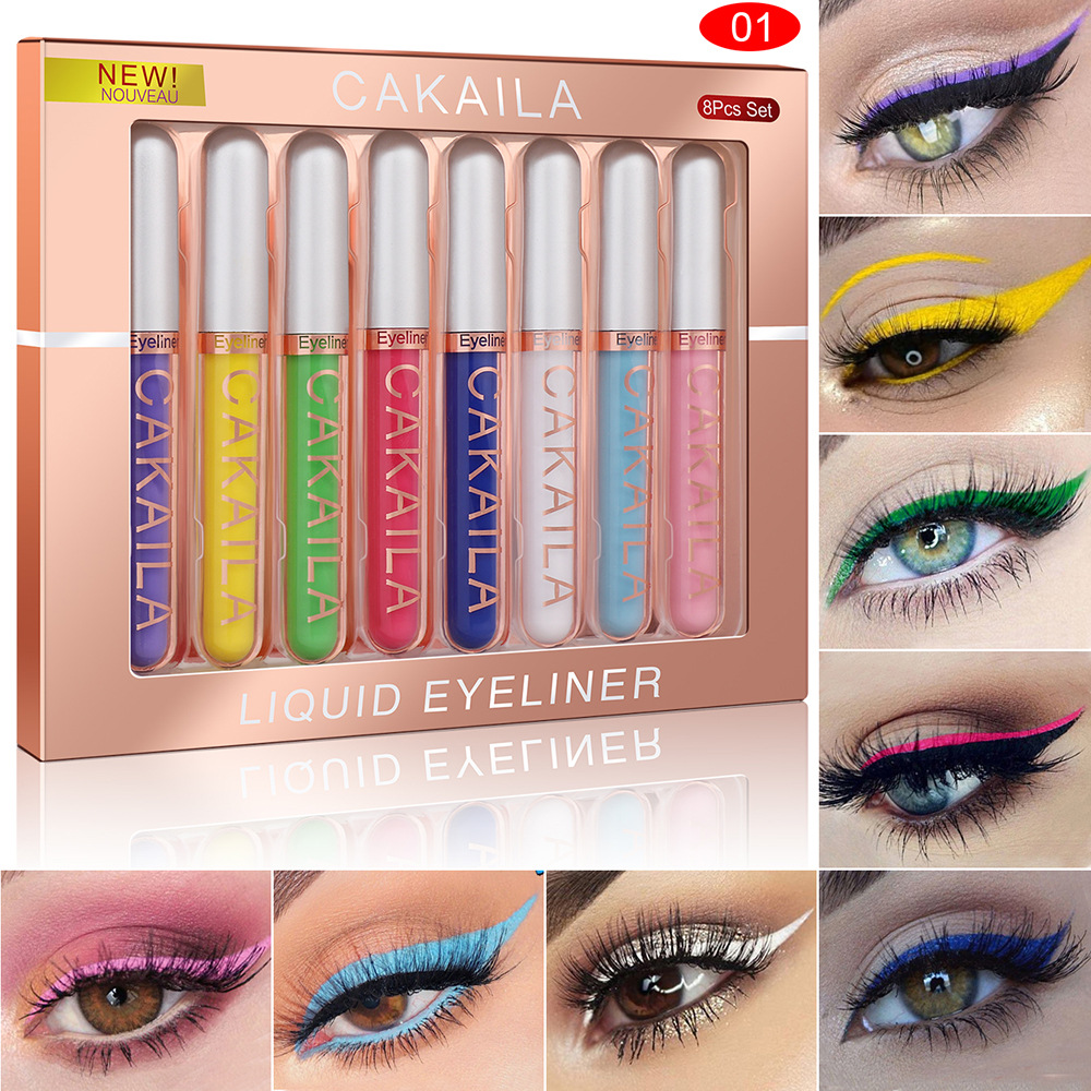 Beauty Makeup Eyeshadow - Ensemble de stylos Eyeliner imperméables, 8