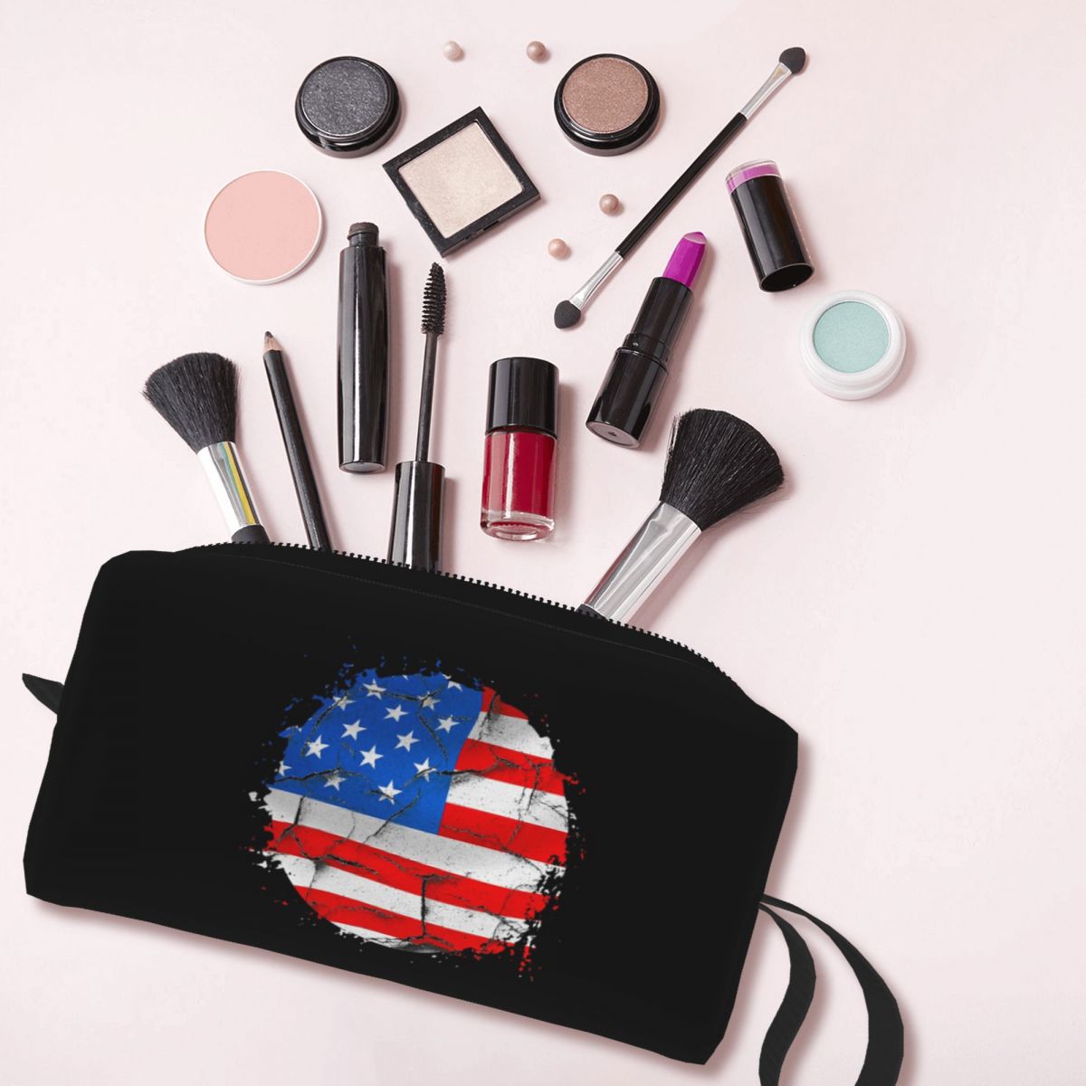 Beauty Makeup Usa - Trousse de maquillage avec drapeau américain,