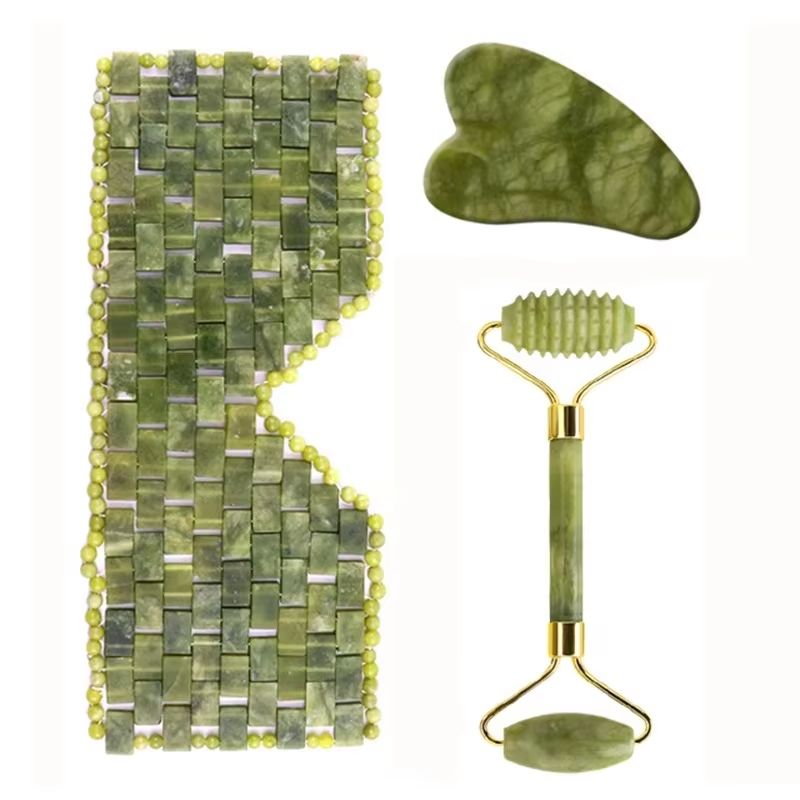 Jade Roller Gua Sha - Masque pour les yeux en jade,
