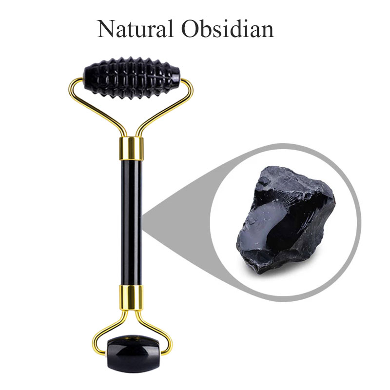 Jade Roller Gua Sha - Rouleau de massage facial en obsidienne