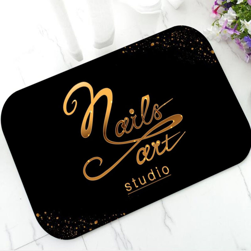 Beauty Makeup Studio - Tapis d'entrée tendance noir et or