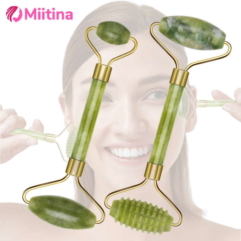 Jade Roller Gua Sha - Rouleau de Jade naturel pour le
