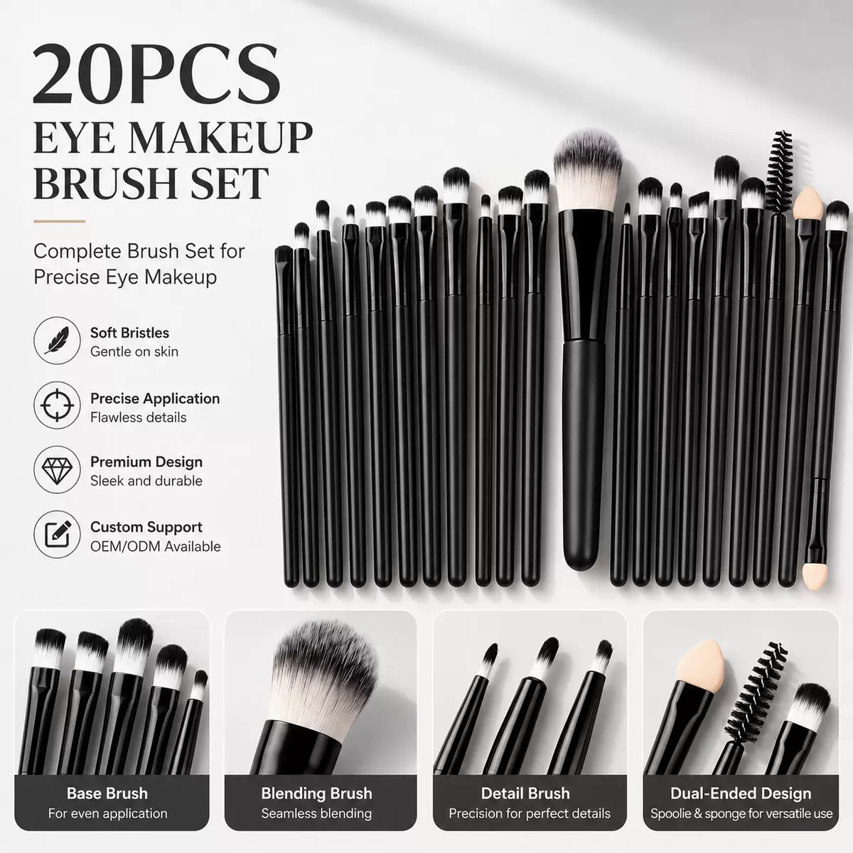 Beauty Makeup Eyeshadow - Ensemble de 20 pinceaux de maquillage