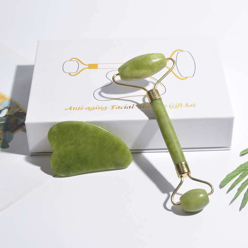Jade Roller Gua Sha - Rouleau de jade naturel et Gua